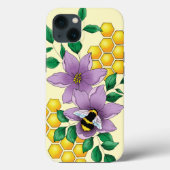 (昆虫)マルハナバチラベンダーフラワーイエロー Case-Mate iPhoneケース (裏面)