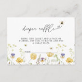 (昆虫)マルハナバチワイルドフラワーベビーシャワーおむつラッフル エンクロージャーカード (正面)