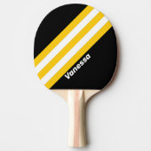 （昆虫）マルハナバチ名ストライプ付きノスタルジックな文字 卓球ラケット (正面)