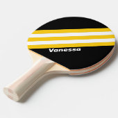 （昆虫）マルハナバチ名ストライプ付きノスタルジックな文字 卓球ラケット (正面アングル)