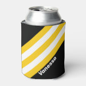 （昆虫）マルハナバチ名ストライプ付きノスタルジックな文字 缶クーラー (缶正面)