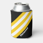 （昆虫）マルハナバチ名ストライプ付きノスタルジックな文字 缶クーラー (缶裏面)