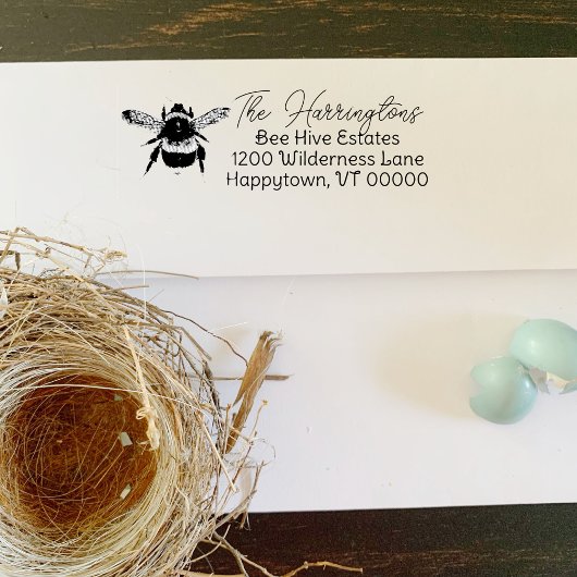 (昆虫)マルハナバチ差出人住所再利用可能なインクスタンプ セルフインキングスタンプ