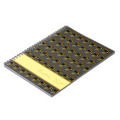 (昆虫)マルハナバチ柄金ゴールドブラックビーのグレーブラウン ノートブック (左側)