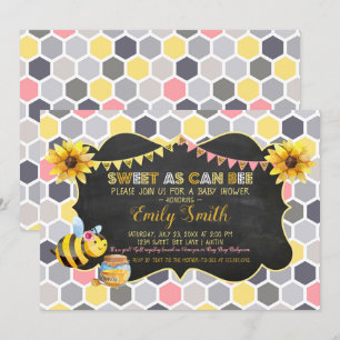 (昆虫)マルハナバチ甘いAs Can Bee Girl Baby Shower 招待状