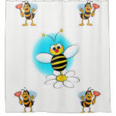 （昆虫）マルハナバチ白い黄色の子供のショーカーテン シャワーカーテン (正面)