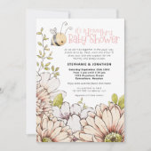 （昆虫）マルハナバチ花模様ドライブスルーベビーピンクシャワー 招待状 (正面)