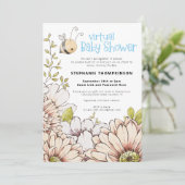 (昆虫)マルハナバチ花模様バーチャルベビーブルーシャワー 招待状 (スタンド正面)