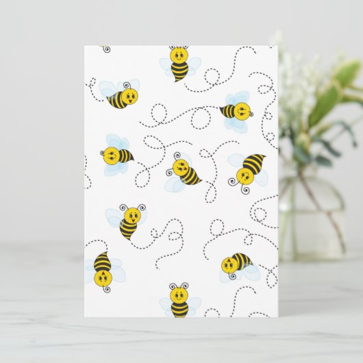 (昆虫)マルハナバチ飛んでいるイエローブラックのまわりに サンキューカード (スタンド正面)