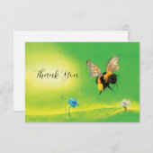 (昆虫)マルハナバチ飛んでいるイラストレーション サンキューカード (正面/裏面)
