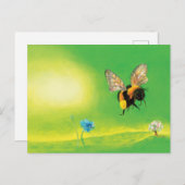 (昆虫)マルハナバチ飛んでいるイラストレーション シーズンポストカード (正面/裏面)