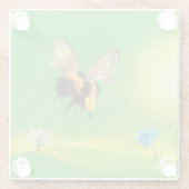 (昆虫)マルハナバチ飛んでいるオーバー牧草地 ガラスコースター (裏面)