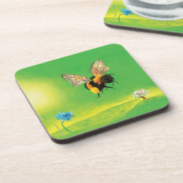 （昆虫）マルハナバチ飛んでいるオーバー牧草地 コースター