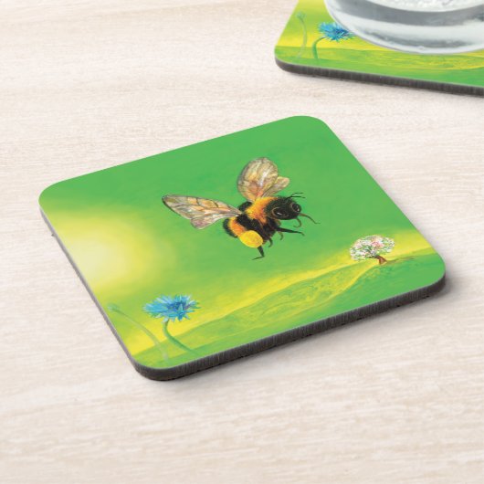 （昆虫）マルハナバチ飛んでいるオーバー牧草地 コースター (左側)