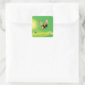 （昆虫）マルハナバチ飛んでいるオーバー牧草地 スクエアシール (バッグ)