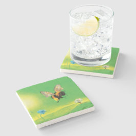 （昆虫）マルハナバチ飛んでいるオーバー牧草地 ストーンコースター