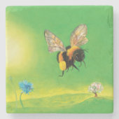 (昆虫)マルハナバチ飛んでいるオーバー牧草地 ストーンコースター (正面)