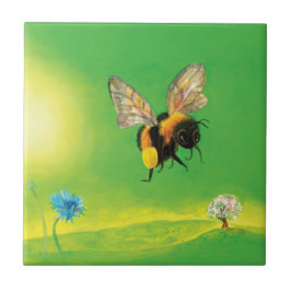 （昆虫）マルハナバチ飛んでいるオーバー牧草地 タイル