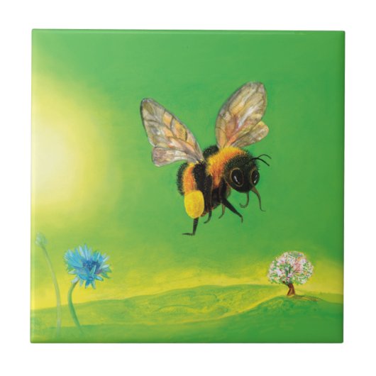 （昆虫）マルハナバチ飛んでいるオーバー牧草地 タイル (正面)