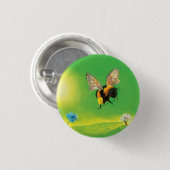 （昆虫）マルハナバチ飛んでいるオーバー牧草地 缶バッジ (正面&裏面)