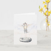 昇る天使の犬 ペットの喪失 カード (黄色い花)