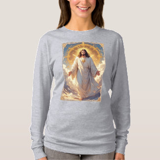 昇天するイエス・キリストの女性用長袖Tシャツ Tシャツ
