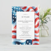 昇格パーティー招待状 オーダーメイド アメリカ国旗 招待状 (スタンド正面)