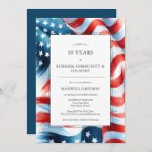 昇格パーティー招待状 オーダーメイド アメリカ国旗 招待状 (正面/裏面)