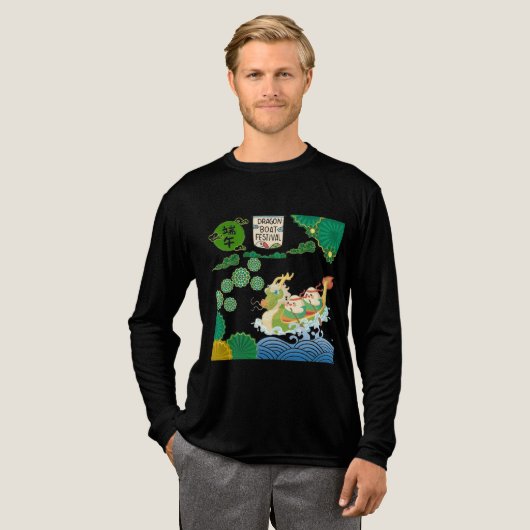 昇竜の川 ブラック トライブレンドTシャツ (正面全体)