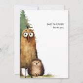 昇華ウッドランド動物のベビーシャワー サンキューカード (正面)