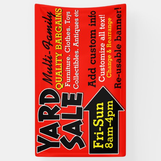 昇進再使用可能なヤードセールのガレージセール 横断幕 (縦)