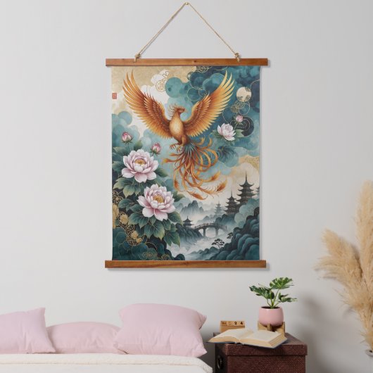 昇順フェニックス 吊り下げ型タペストリー (寝室)