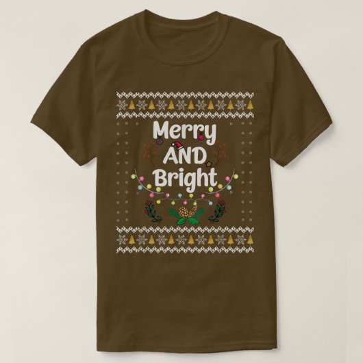 明おもしろいるいメリークリスマスライトクリスマス穴 Tシャツ (デザイン正面)
