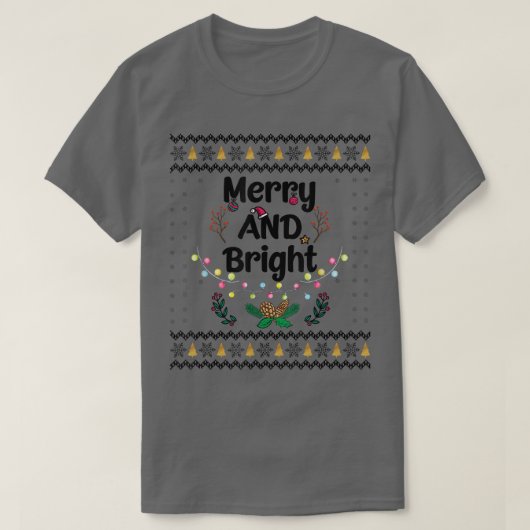 明おもしろいるいメリークリスマスライトクリスマス穴 Tシャツ (デザイン正面)