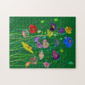 明お洒落るいカラフル野生のポピーの水色 ジグソーパズル (横)