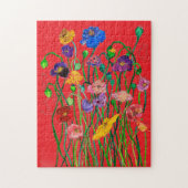 明お洒落るいカラフル野生のポピーの水色 ジグソーパズル (縦)