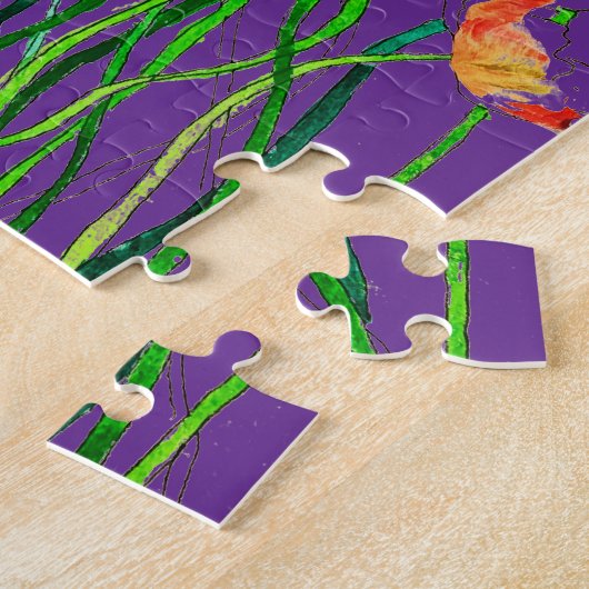 明お洒落るいカラフル野生のポピーの水色 ジグソーパズル (側面)