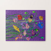 明お洒落るいカラフル野生のポピーの水色 ジグソーパズル (横)