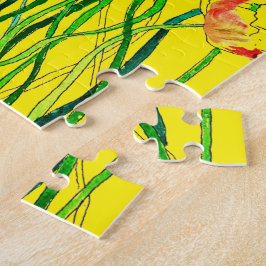 明お洒落るいカラフル野生のポピーの水色 ジグソーパズル