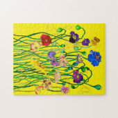 明お洒落るいカラフル野生のポピーの水色 ジグソーパズル (横)