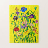 明お洒落るいカラフル野生のポピーの水色 ジグソーパズル (縦)