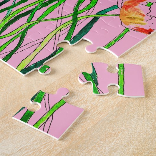 明お洒落るいカラフル野生のポピーの水色 ジグソーパズル (側面)