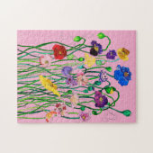 明お洒落るいカラフル野生のポピーの水色 ジグソーパズル (横)