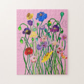 明お洒落るいカラフル野生のポピーの水色 ジグソーパズル (縦)