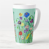 明お洒落るいケシの水色 カフェラテマグ (右アングル)