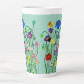 明お洒落るいケシの水色 カフェラテマグ (正面)