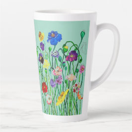 明お洒落るいケシの水色 カフェラテマグ