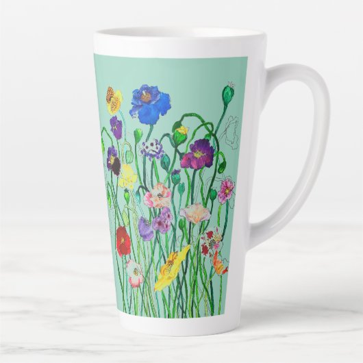 明お洒落るいケシの水色 カフェラテマグ (右)