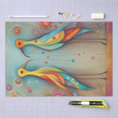 明お洒落るい長はっきりした脚の鳥のデコパージュ 薄葉紙 (クラフト)