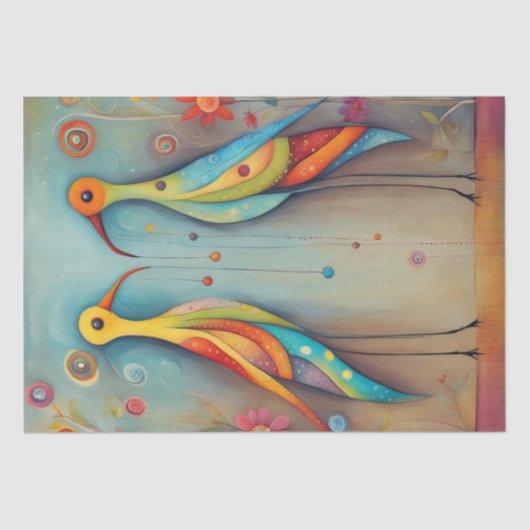 明お洒落るい長はっきりした脚の鳥のデコパージュ 薄葉紙 (正面)